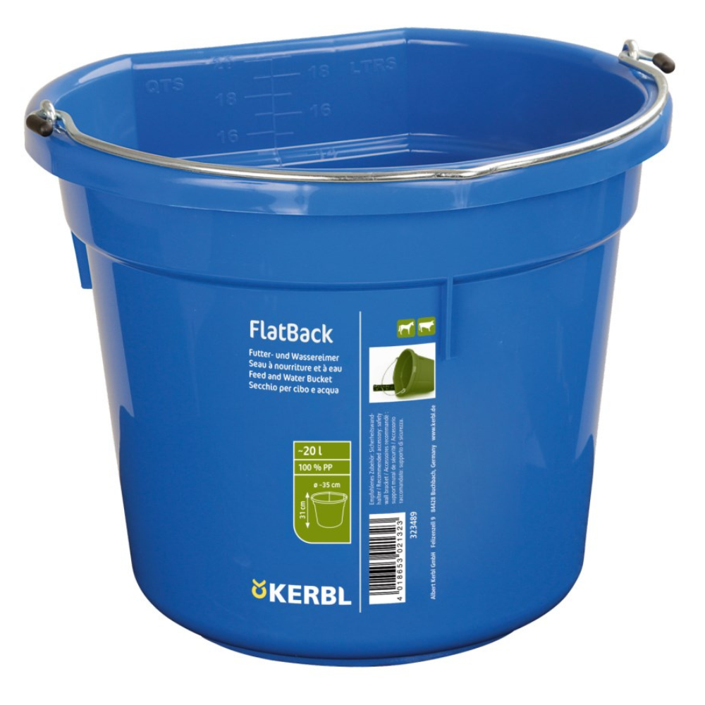 Spainis barībai ar plakanu malu, 20 litri, tumši zils